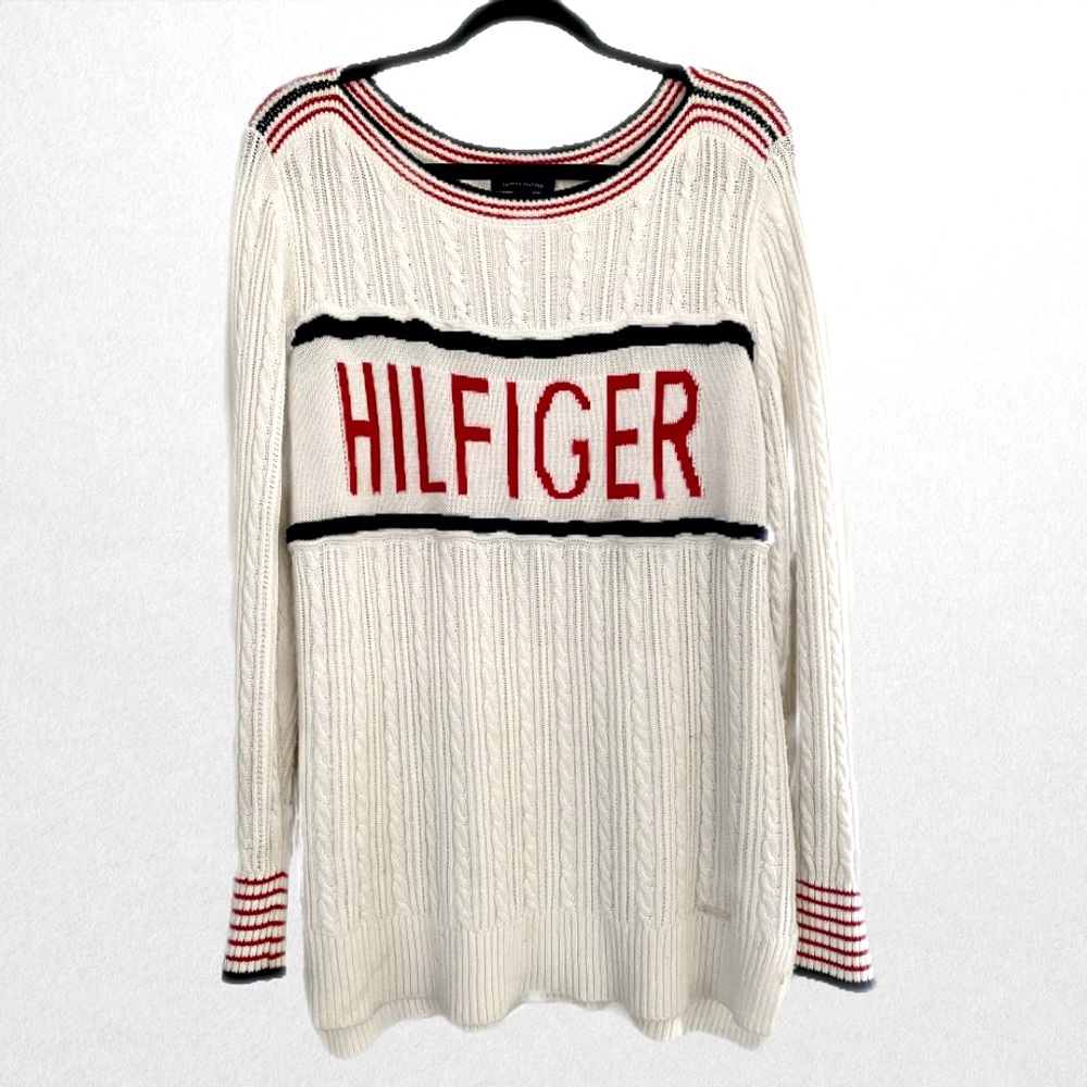 Tommy Hilfiger Cable Knit Logo Sweater Dress